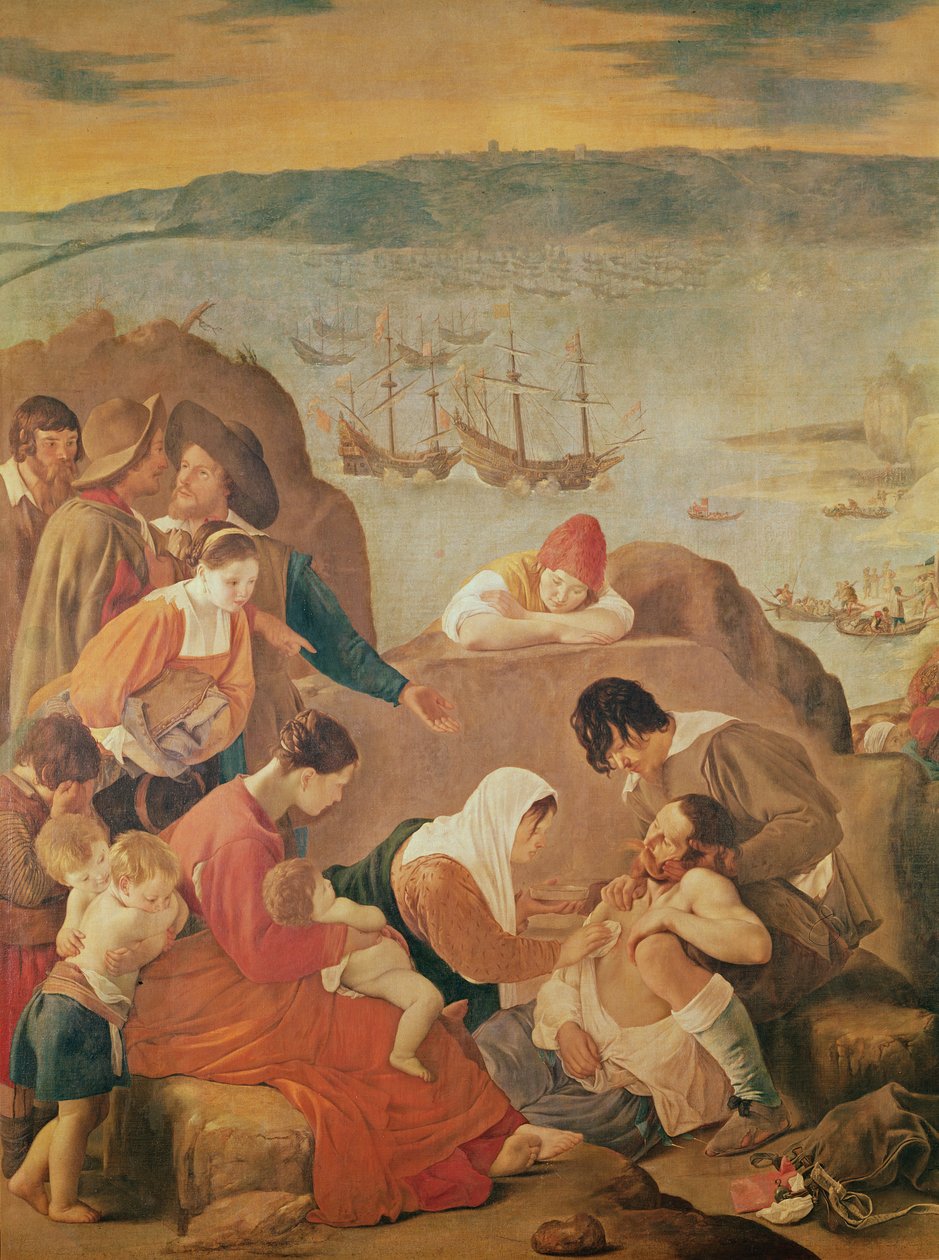 Care of women after the battle at the reconquest of the San Salvador Bay, Brazil  by Juan Bautista Maíno