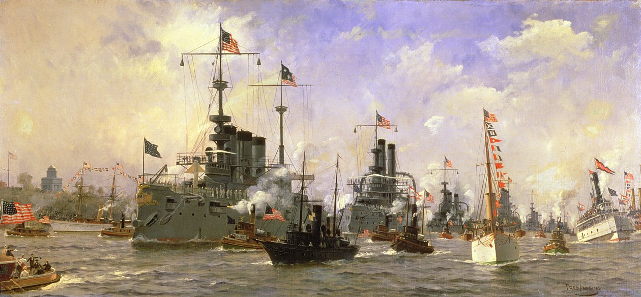 Komutan George Dewey (1837-1917) 1898 onuruna düzenlenen Deniz Geçit Töreni by Fred Pansing