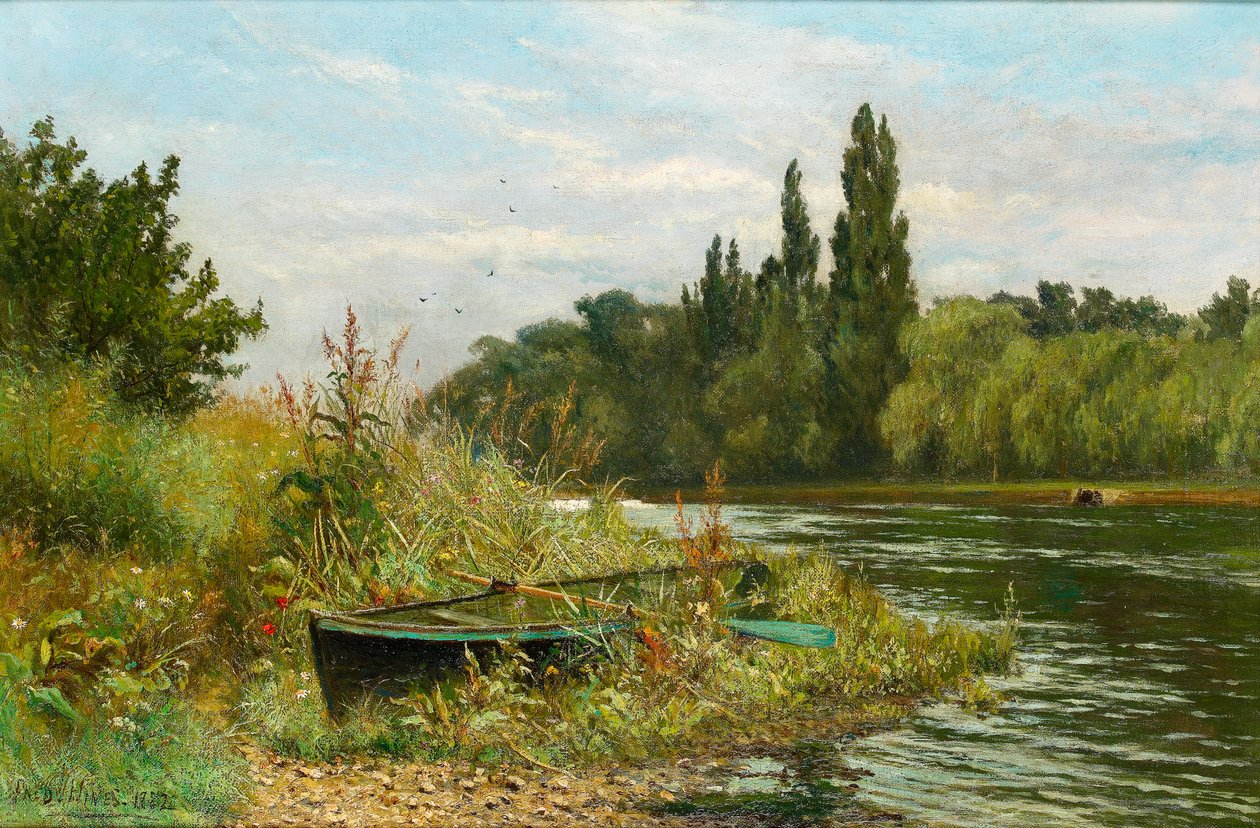 Thames Nehri Üzerinde Sessiz Bir Nokta, 1882 by Fred Hines