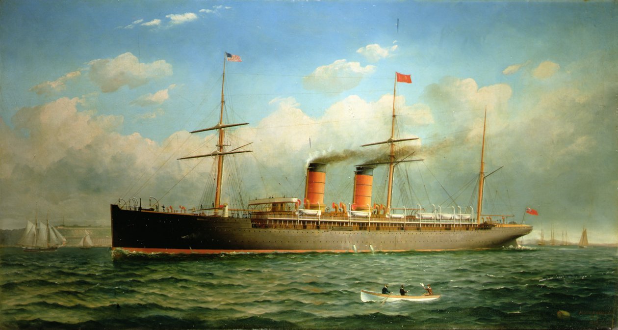 Cunard Liner R.M.S. Umbria, Brooklyn Heights açıklarında, East River, New York