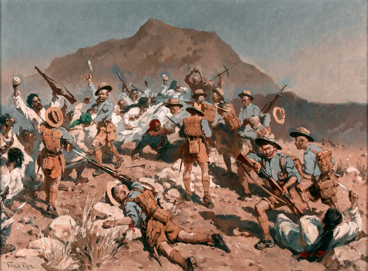 2. Tabur 5. Gurkha Tüfekleri, Ahnai Tangi, Kuzey-Batı Sınırı, Hindistan by Fred Roe