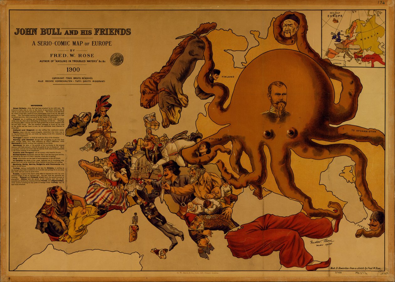 John Bull ve Arkadaşları. Avrupa'nın Serio-Komik Haritası by Fred W. Rose