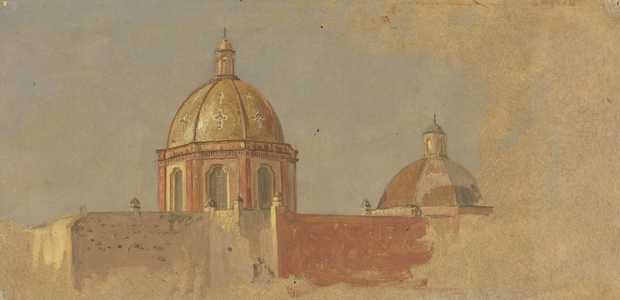 Kolombiya veya Ekvador, kilise çatıları by Frederic Edwin Church