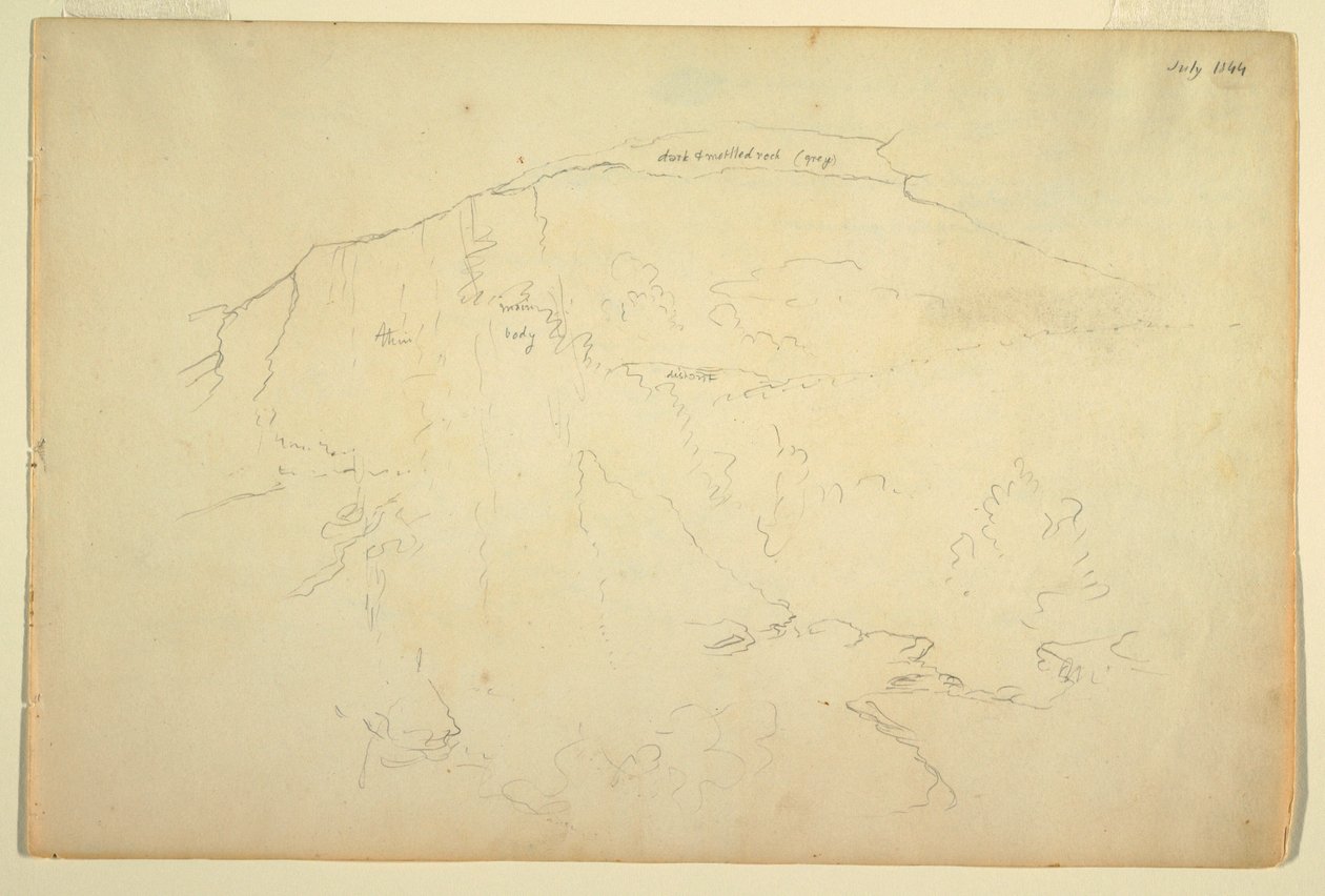 Çizim, Wooded Hillside, Catskill Dağları, Temmuz 1844 by Frederic Edwin Church