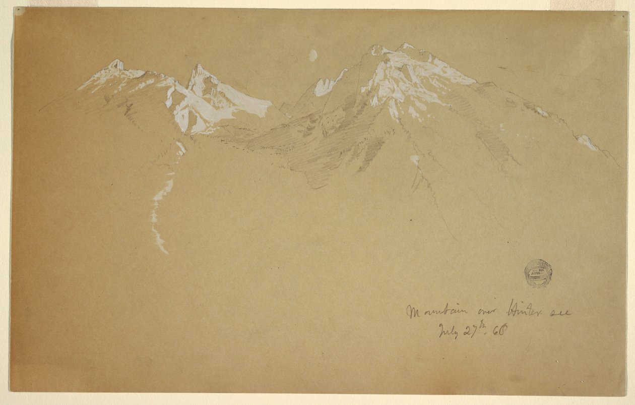 Hintersee üzerinde dağ by Frederic Edwin Church