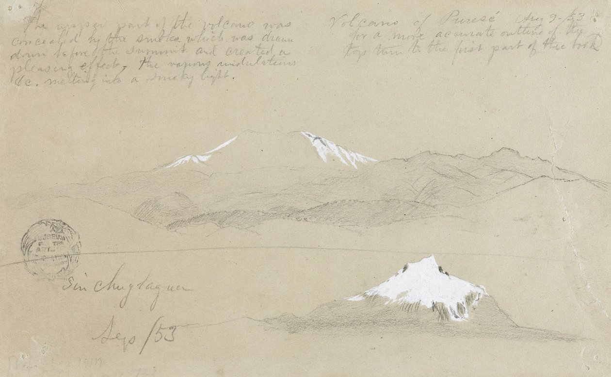 Puresé Volkanı, Kolombiya ve Mt. Sincholagua, Ekvador by Frederic Edwin Church