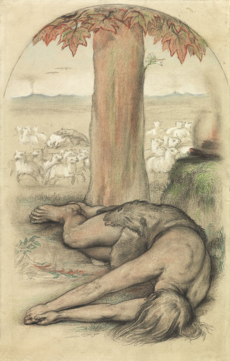 Tembellik alegorisi (kağıt üzerinde kurşun kalem ve tebeşir) by Frederic James Shields