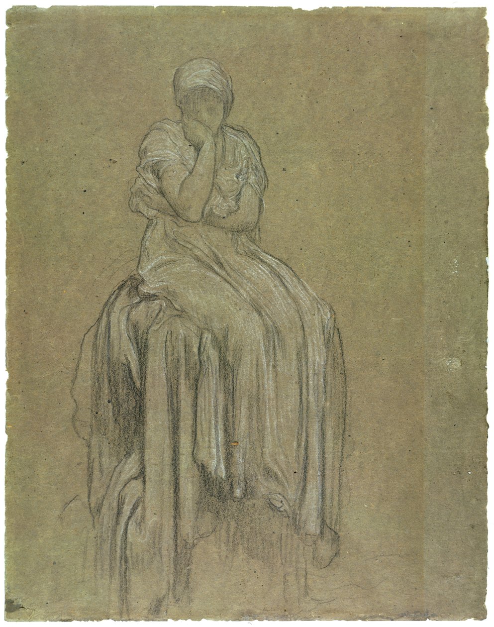 Yalnızlık Çalışması, c.1890 (kağıt üzerinde tebeşir) by Frederic Leighton