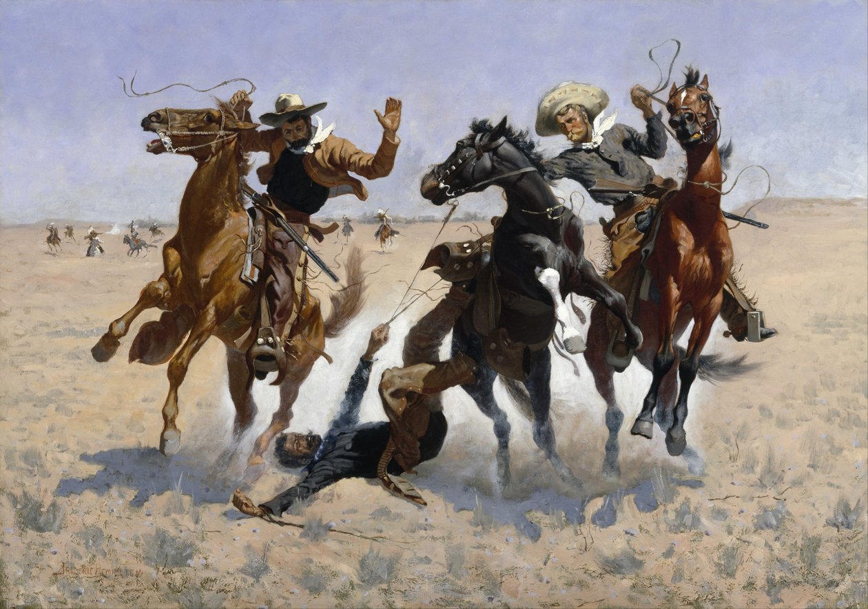 Bir Yoldaşa Yardım Etmek by Frederic Remington