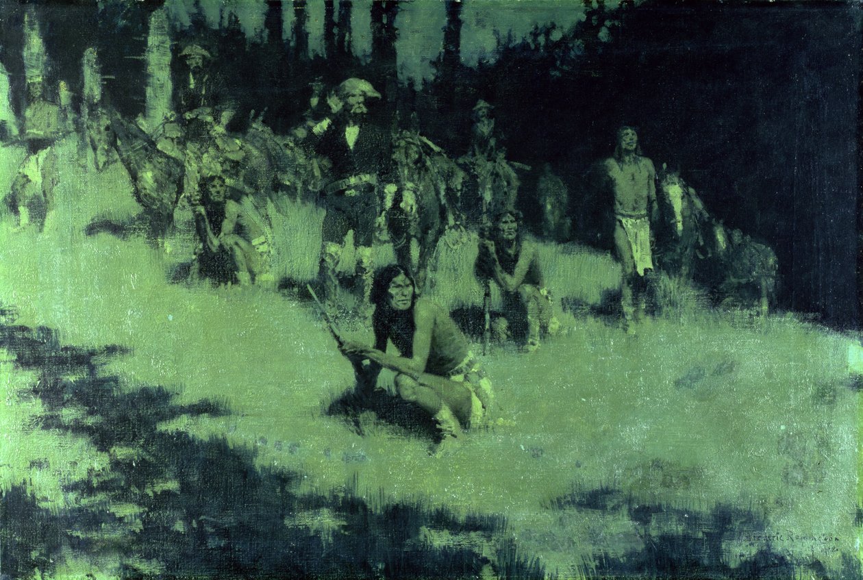 Apaçi İzciler Dinleme, 1908 by Frederic Remington
