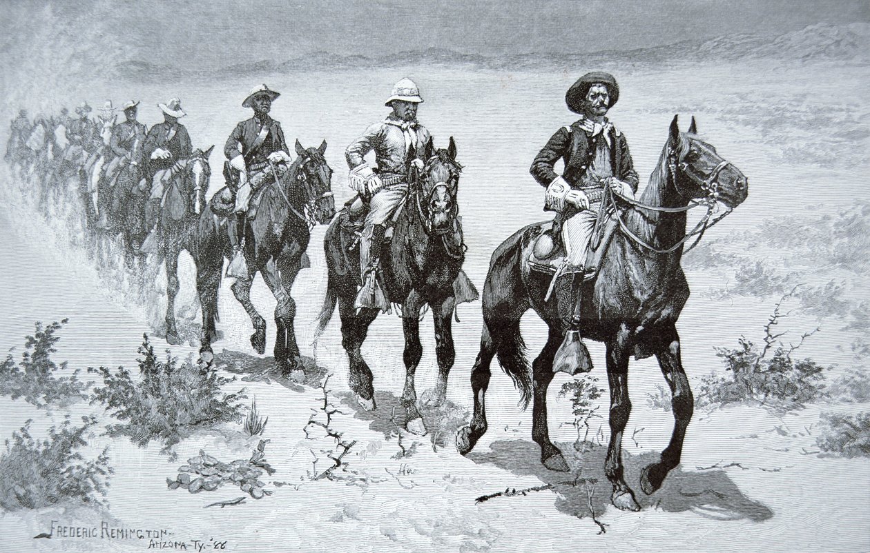 1888 tarihli bir çizimden çölde yürüyen ABD 