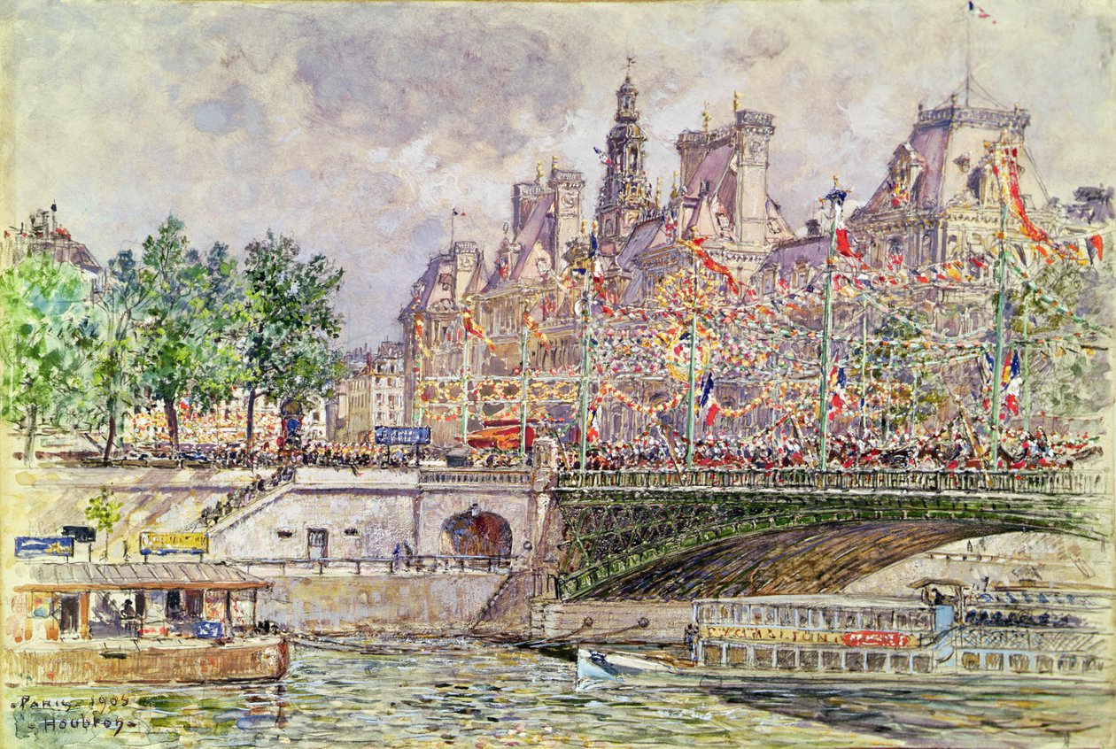 Place de lHotel de Ville, Paris, 14 Temmuz 1905 by Frederic Anatole Houbron