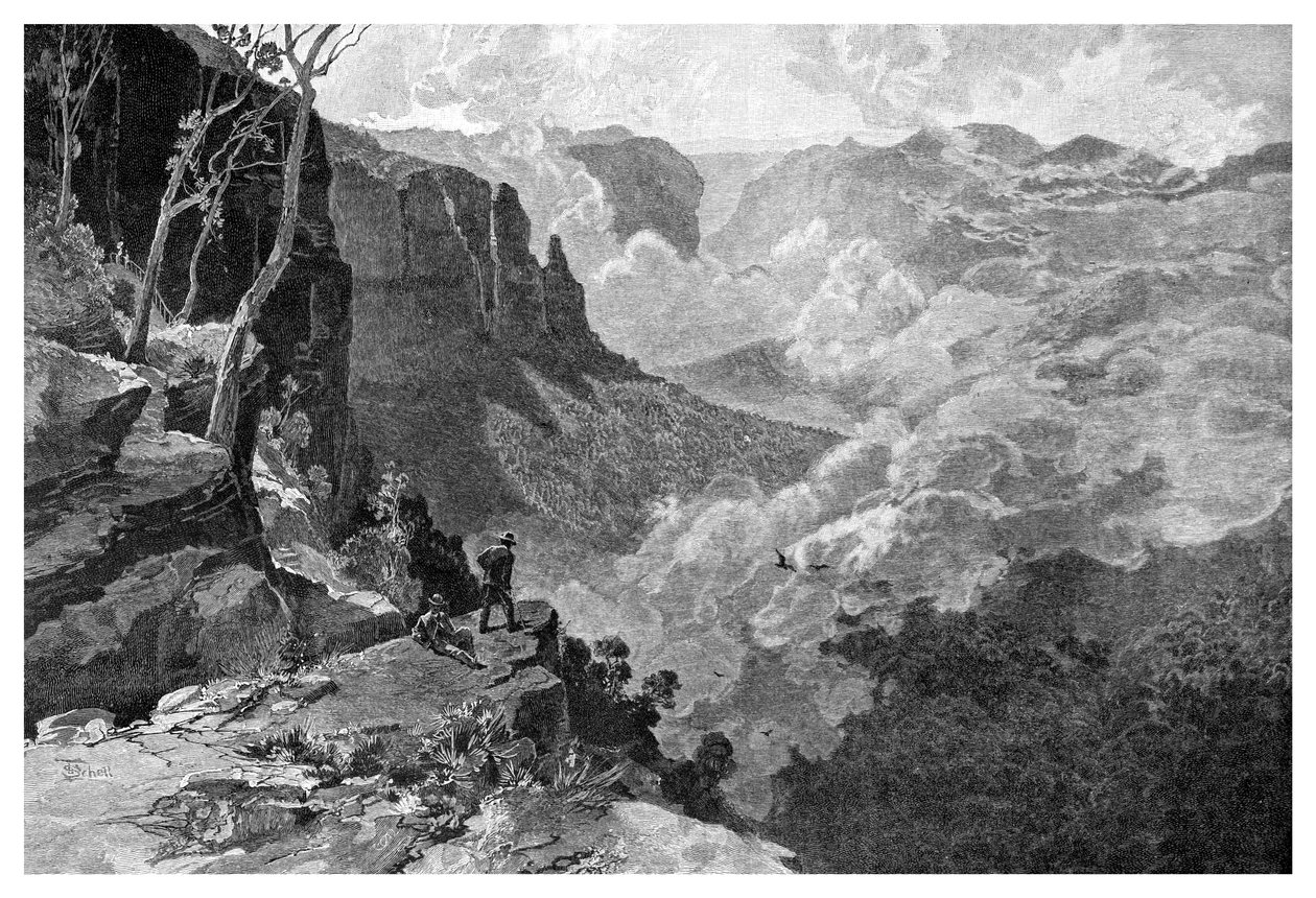 Govetts Sıçraması, Mavi Dağlar, Yeni Güney Galler, Avustralya, 1886. by Frederic B. Schell