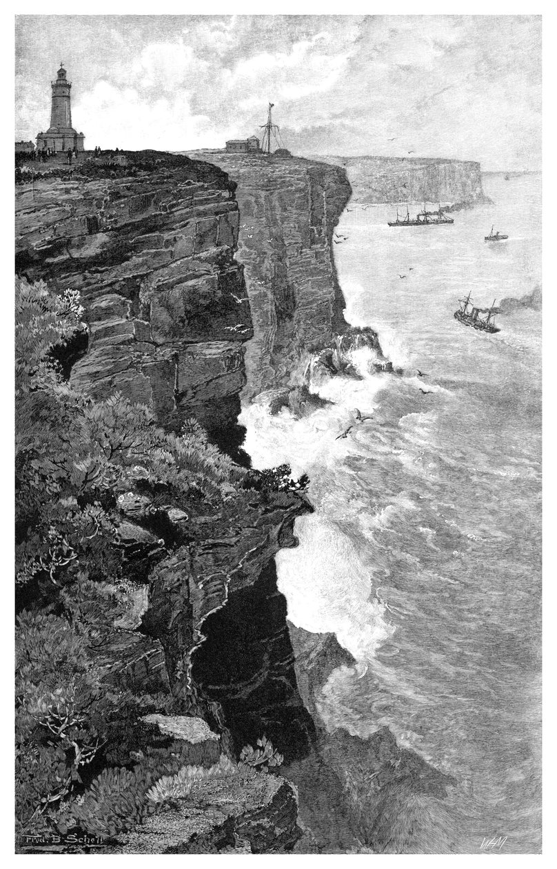 Güneyden Sydney Heads, New South Wales, Avustralya, 1886. by Frederic B. Schell