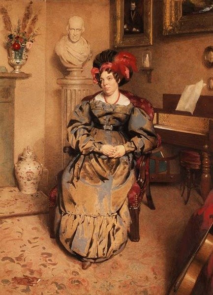 Oturan bir bayanın portresi (suluboya) by Frederic Cruikshank