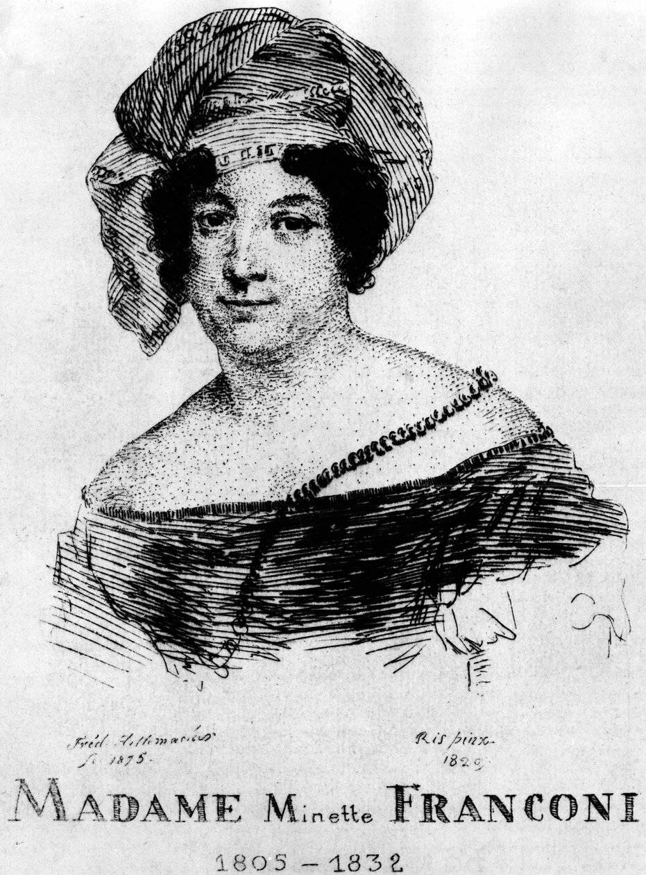 Sirk: Eau forte, Frédéric Hillemacher, Mrs. Minette Franconi (1805-1832) - “Franconi Sirki” nde. by Frederic Desire Hillemacher