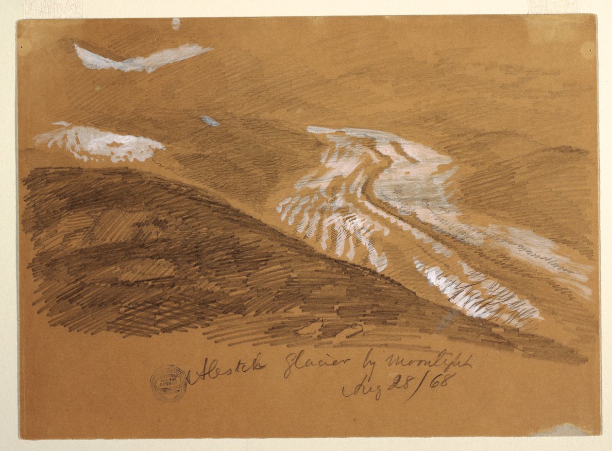 Aletsch Buzulu, Moonlight, Bernese Alpleri, İsviçre by Frederic Edwin Church