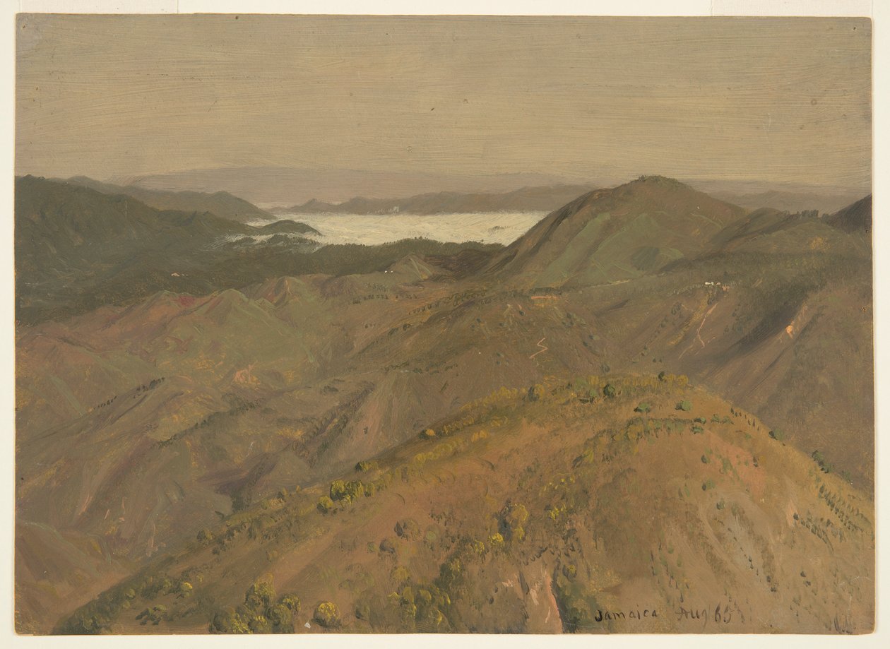 Tepeler, Jamaika, Batı Hint Adaları üzerinden uzak manzara by Frederic Edwin Church