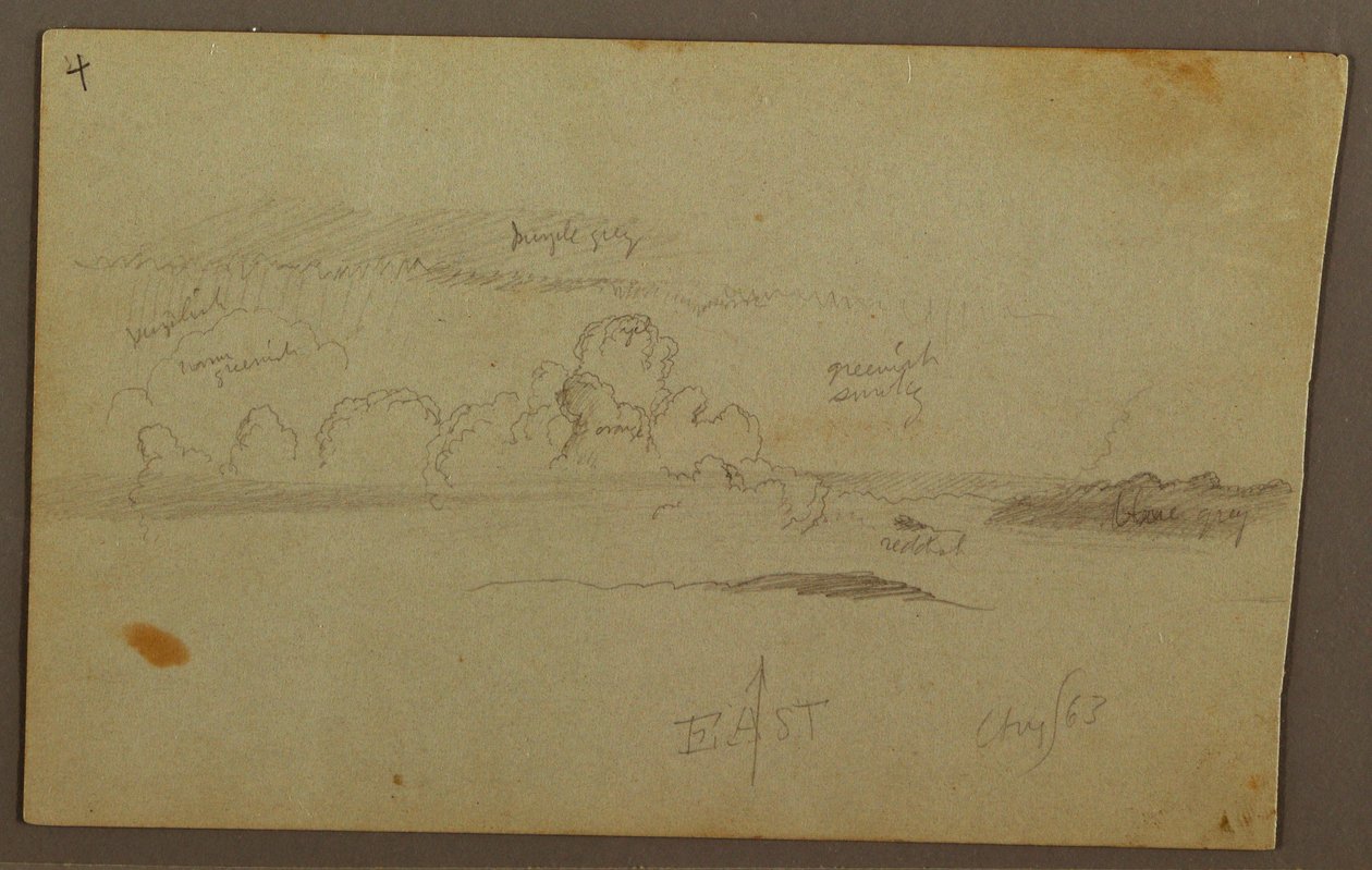 Çizim, Hill Range üzerinde bulutlar, 1863 by Frederic Edwin Church