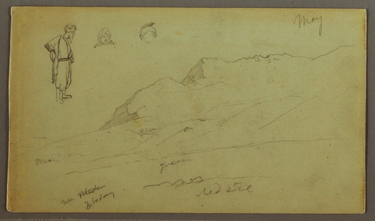 Çizim, Dağ Sırası, Figür Çalışmaları, Mayıs muhtemelen 1868 by Frederic Edwin Church