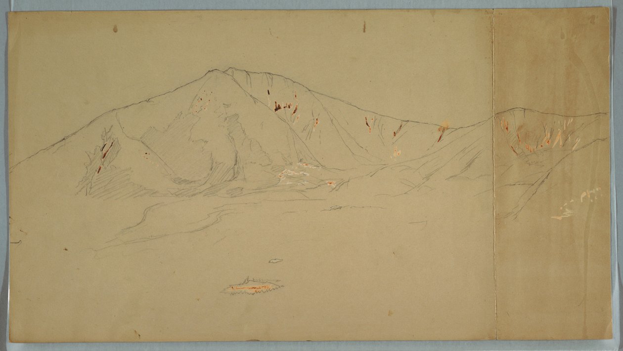 Çizim, Güneydoğudan Katahdin Dağı; Verso: Katadhin Dağı, 1876-78 by Frederic Edwin Church