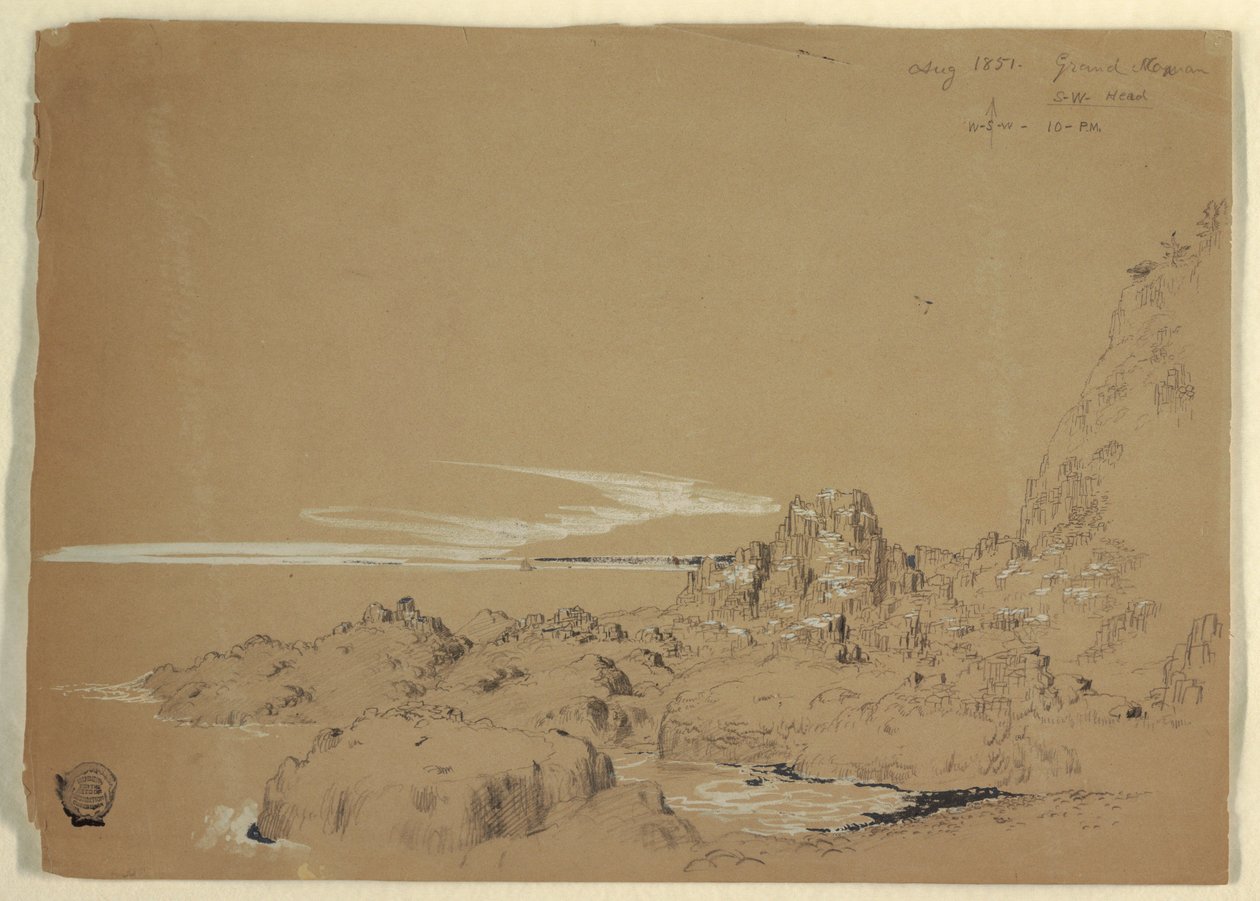 Çizim, Kayalık Sahil, Grand Manan, Kanada, Ağustos 1851 by Frederic Edwin Church
