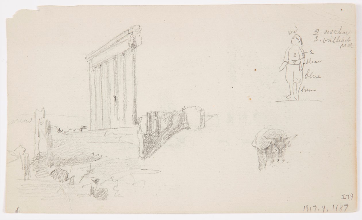 Çizim, Gündoğumunda Jüpiter Tapınağı, Baalbek, 7 Mayıs 1868 by Frederic Edwin Church