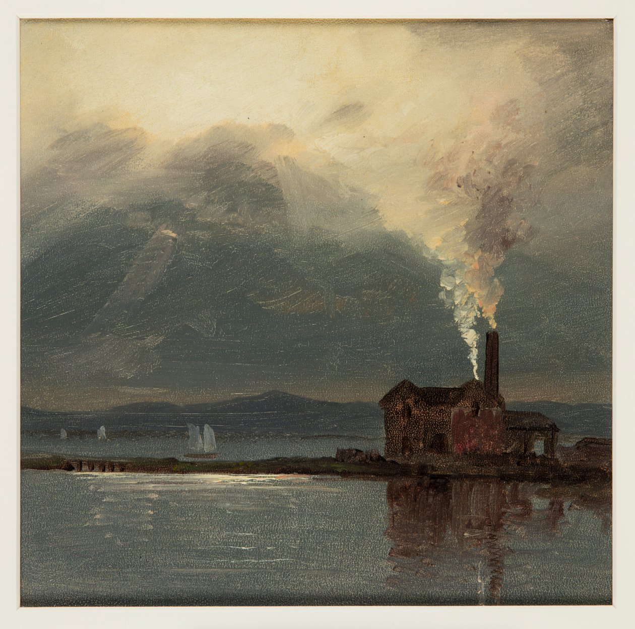 Moonlight tarafından Fabrika ile Hudson Nehri by Frederic Edwin Church
