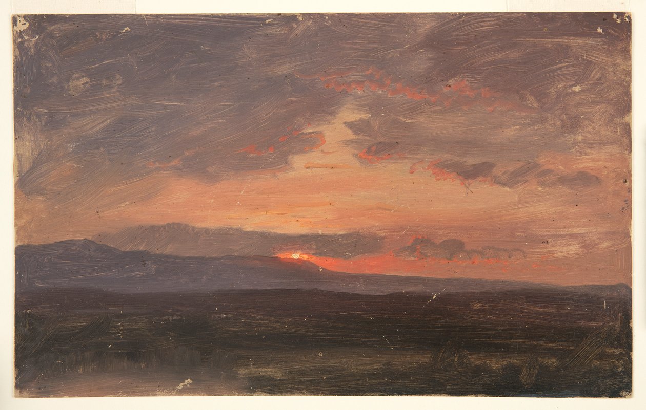 Hudson Valley, New York, Catskill Dağlarının Arkasında Güneş Batarken by Frederic Edwin Church