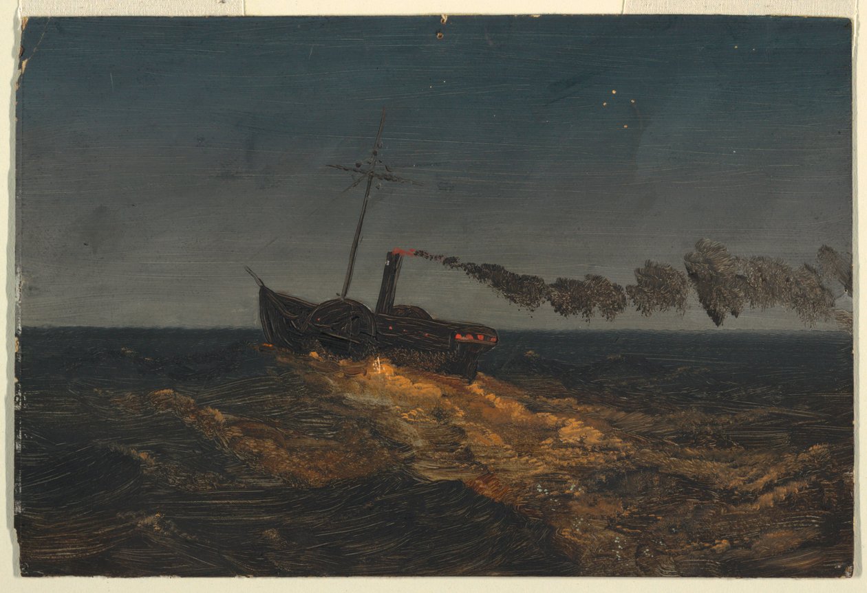 Alacakaranlıkta çarklı vapur by Frederic Edwin Church