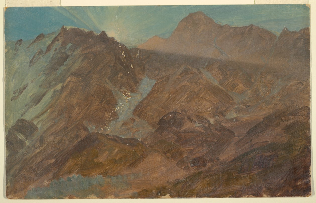 Gün Doğumunda Zirveler ve Buzul, Bernese Alpleri, İsviçre by Frederic Edwin Church