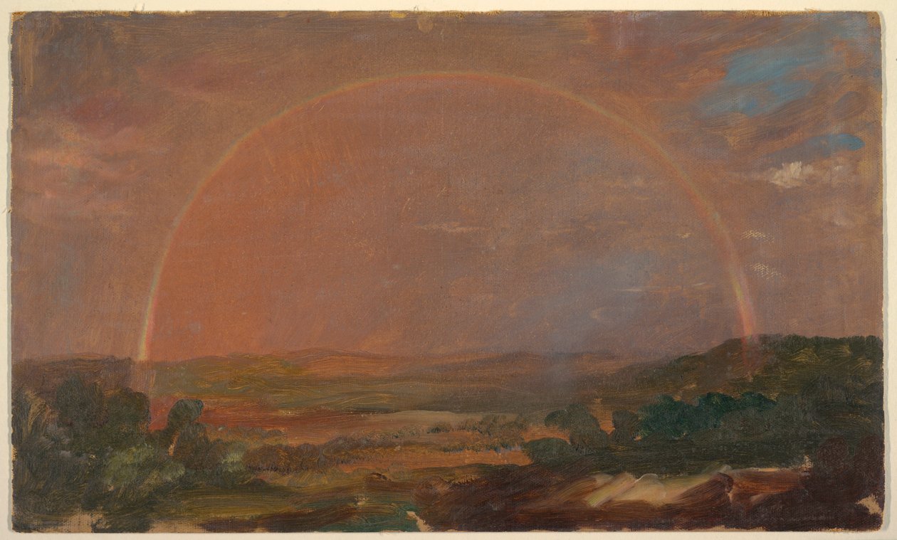 Tepelik Bir Manzara Üzerinde Gökkuşağı by Frederic Edwin Church