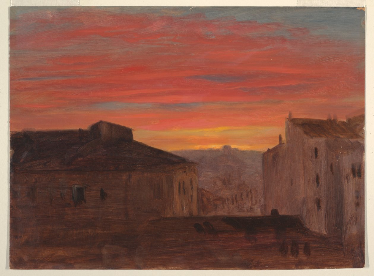 Pincio, Roma'dan Gün Batımında Çatılar by Frederic Edwin Church
