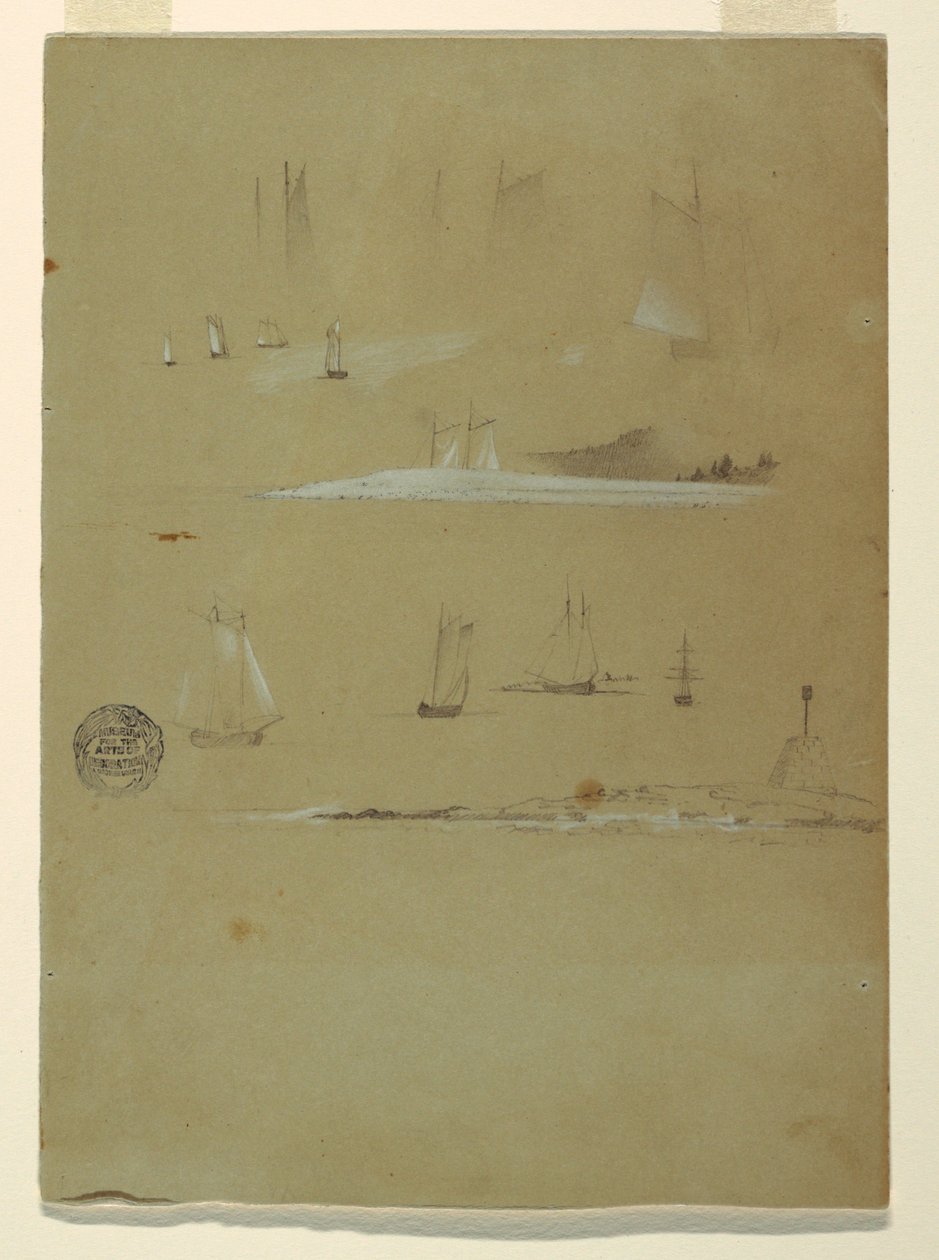 Schooners ve Beacon Day Marker Çalışması by Frederic Edwin Church