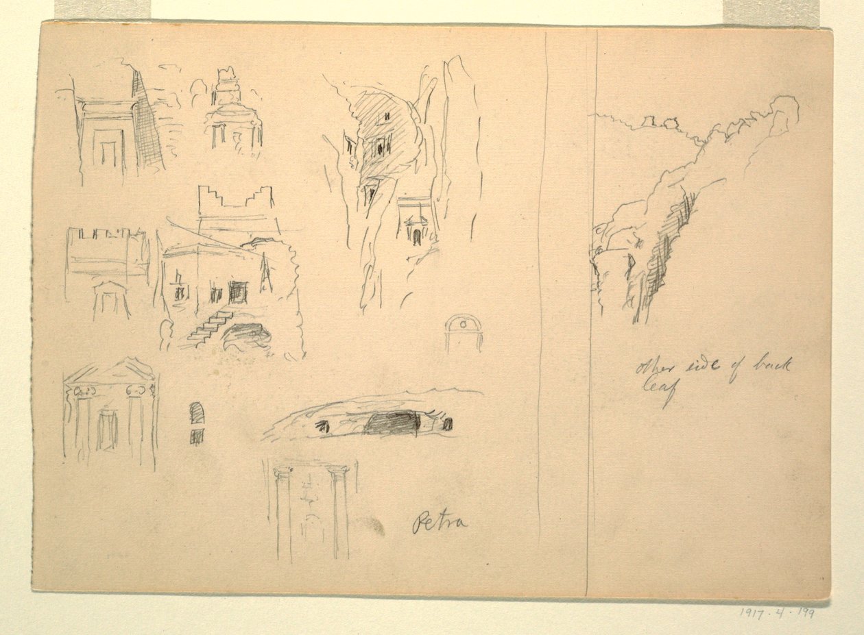 On Mezar Çalışması ve Kayalardan Bir Görünüm, Petra, Ürdün by Frederic Edwin Church