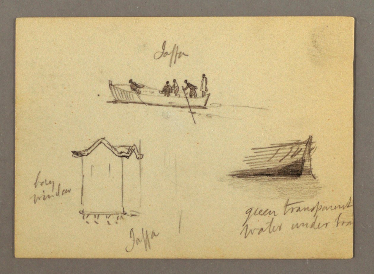 On İki Figür Eskizleri, Joffa, Filistin by Frederic Edwin Church