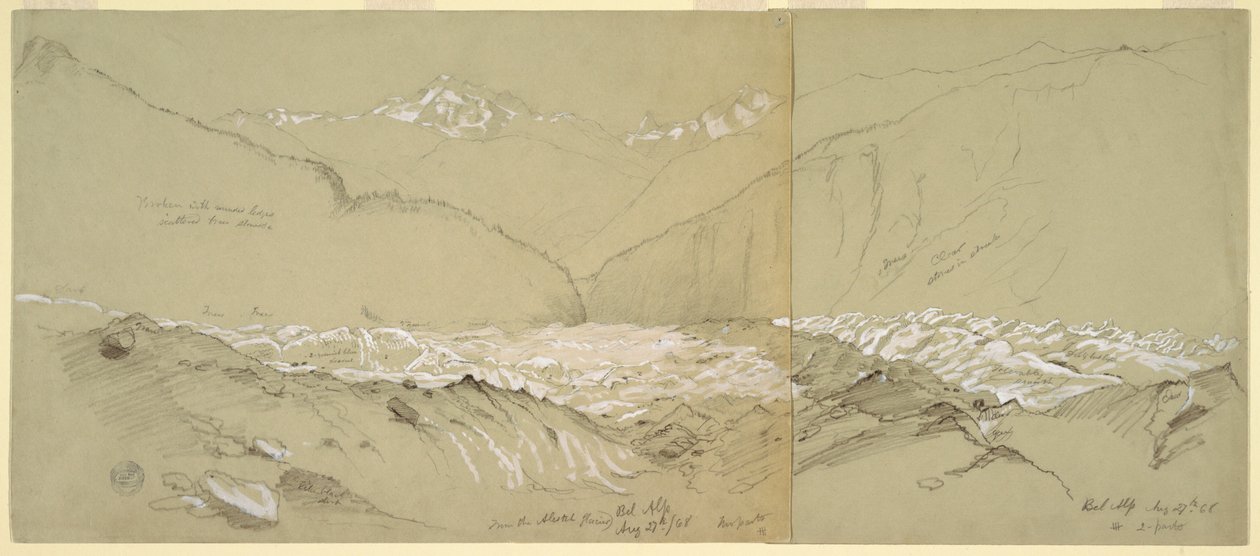 Büyük Fusshorn ile Üst Aletsch Buzulu by Frederic Edwin Church