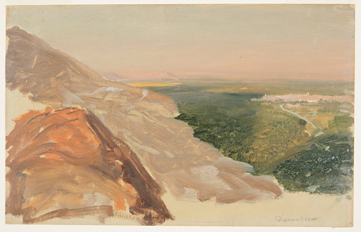 Şam, Suriye, dağlardan bir ova görünümü. by Frederic Edwin Church