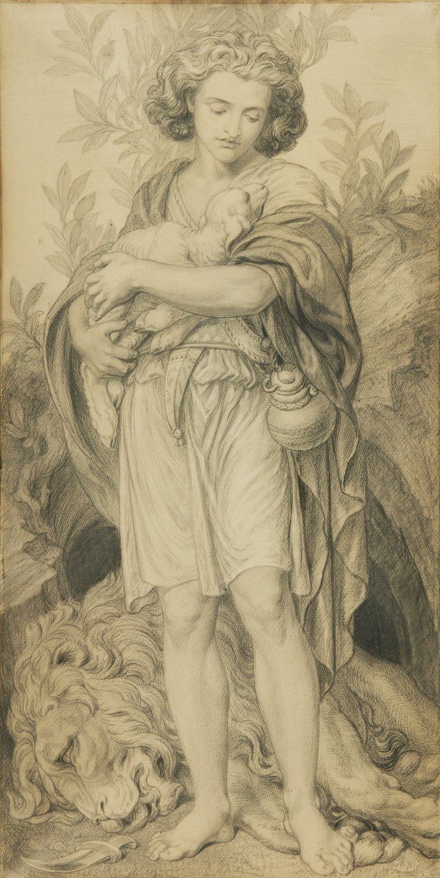 Rahibe Yardımı (kağıt üzerine kalem) by Frederic James Shields