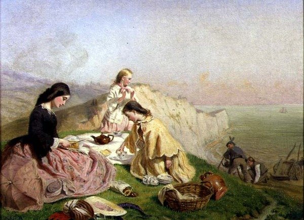Uçurumun Üstündeki Piknik (tuval üzerine yağlı boya) by Frederic James Shields