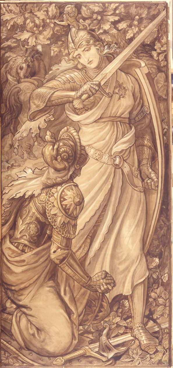 The Victor (kağıt üzerine sulu boya ve kurşun beyaz vurgulama) by Frederic James Shields