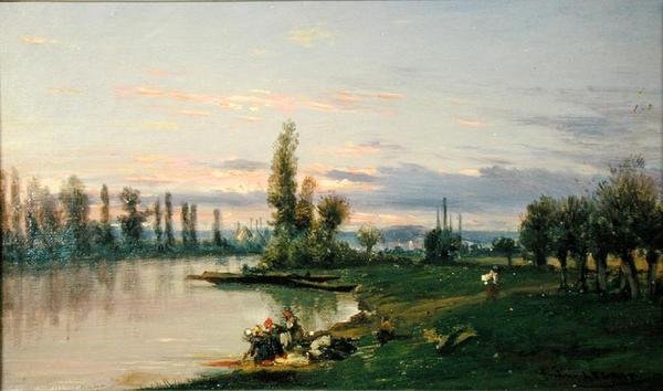 Seine Nehri (tuval üzerine yağlı boya) by Frederic Legrip