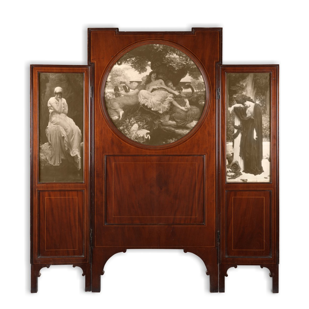 Baskı Kakmalı Maun Üç Katlı Ekran (maun üç katlı ekran seti) by Frederic Leighton