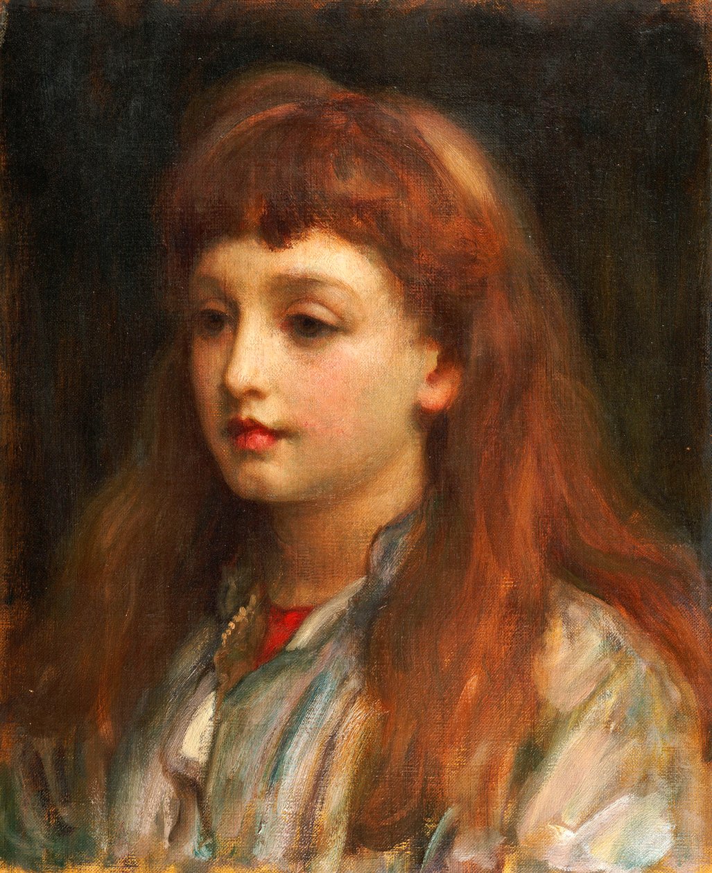 Genç Bir Kızın Portresi, Baş ve Omuzlar by Frederic Leighton