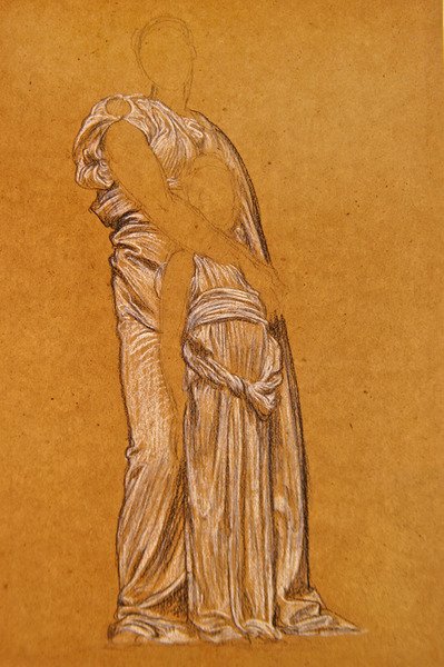 Dans için Çalışma (kağıt üzerinde siyah beyaz tebeşir) by Frederic Leighton