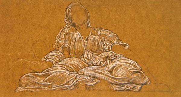 Dans için Çalışma (kağıt üzerinde siyah beyaz tebeşir) by Frederic Leighton