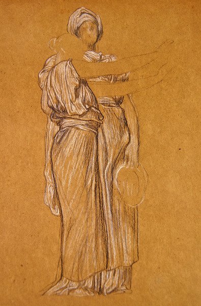 Dans için Çalışma (kağıt üzerinde siyah beyaz tebeşir) by Frederic Leighton