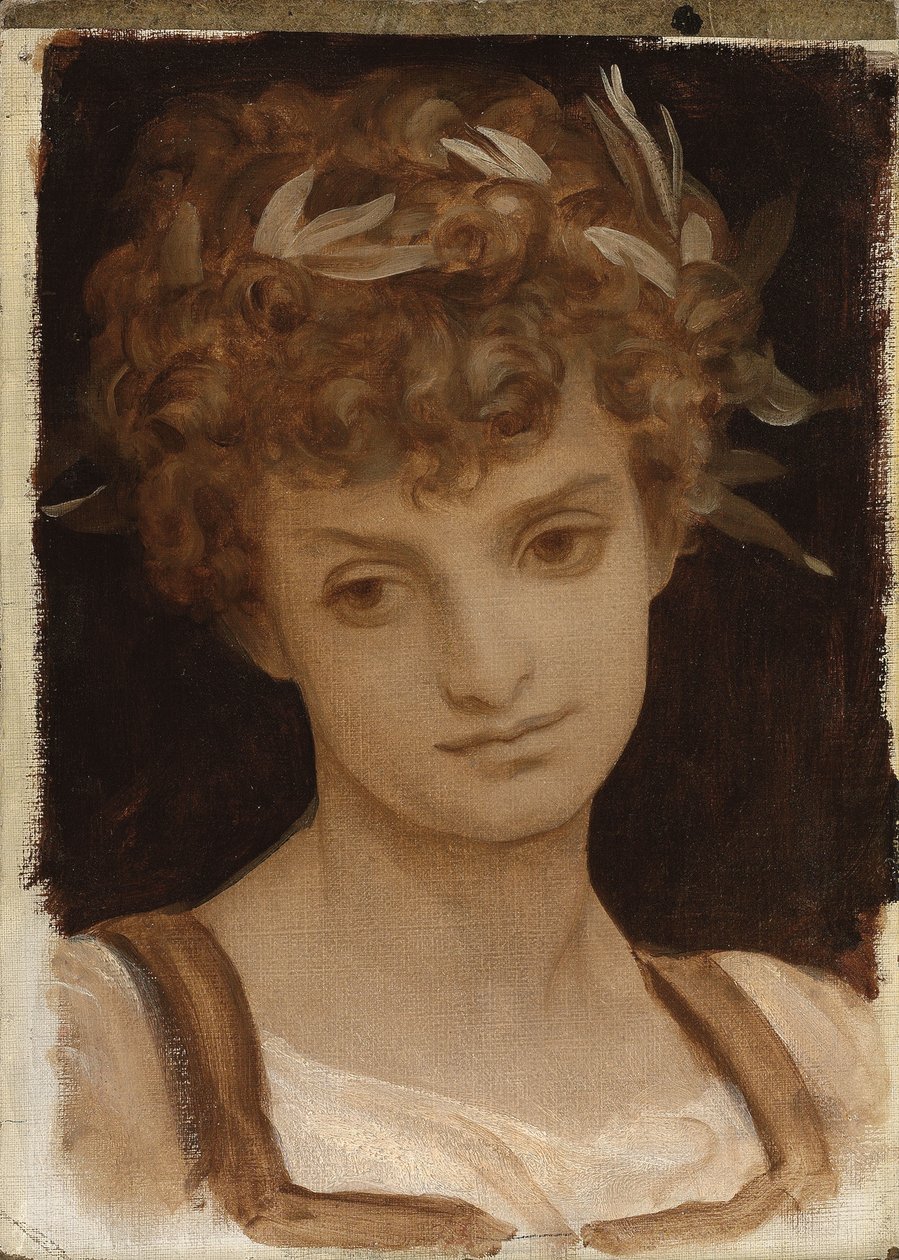 Bir Kızın Kafasının Çalışması by Frederic Leighton