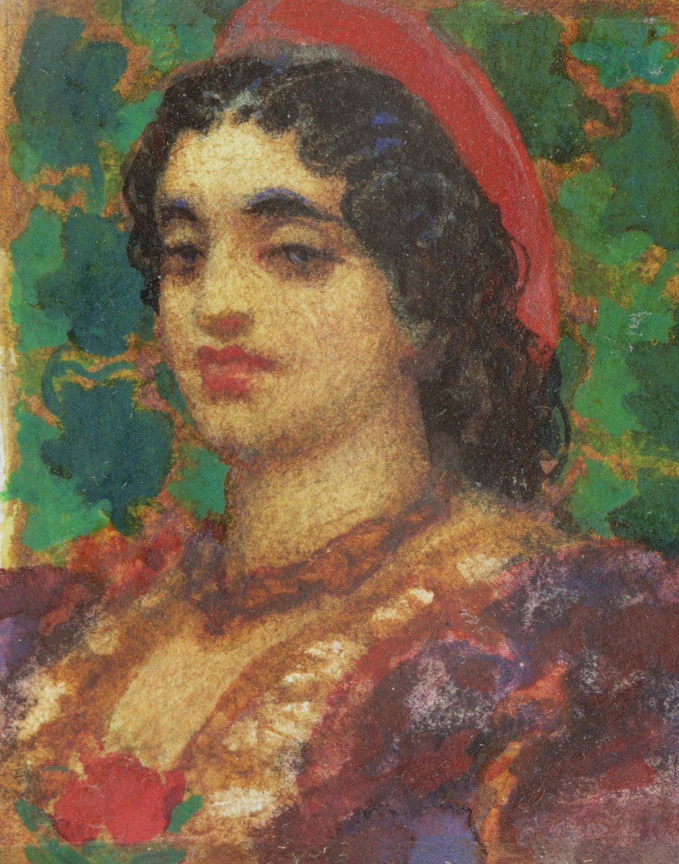 Bir Kadının Başının İncelenmesi (kağıt üzerinde tuvalet ve vücut rengi) by Frederic Leighton
