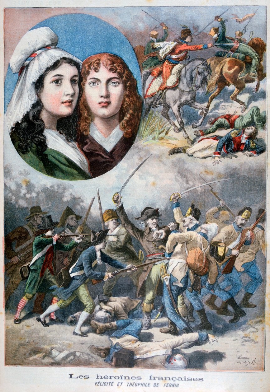 Felicite ve Theophile de Fernig, Fransız kadın kahramanlar, 1792, 1894 by Frederic Lix